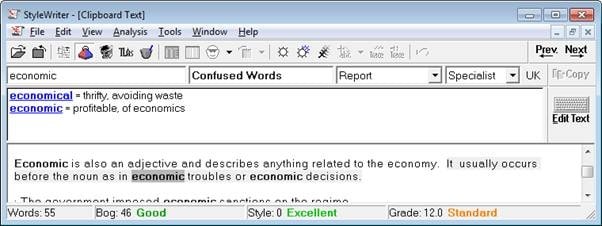 Confused Words - Economic and Economical by Software for Writers